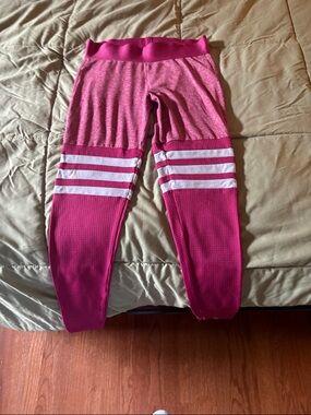 Bombshell Sportswear Hot Pink Fuchsia Leggings with White Stripes